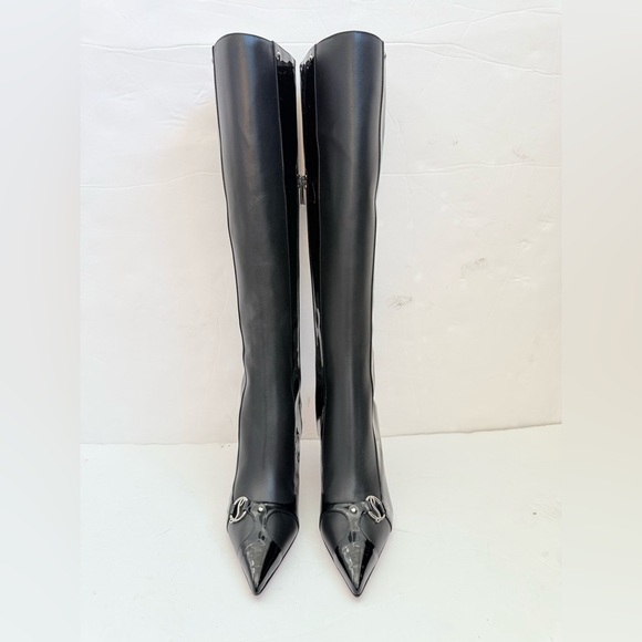 Christian Louboutin Black Leather CL IN 90s BOTTA 80 Knee High heel boots EU37.5 - Picture 3 of 13
